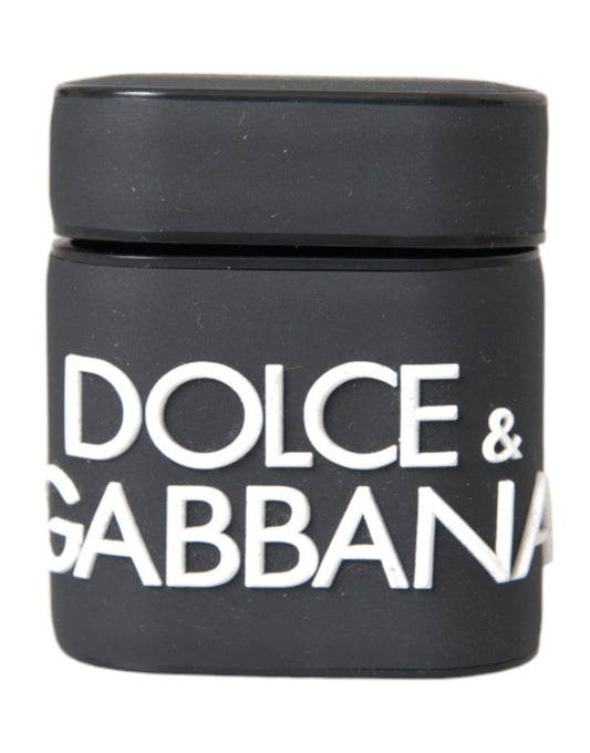 Чорно-білий силіконовий чохол Airpods з тисненим логотипом Dolce &amp; Gabbana
