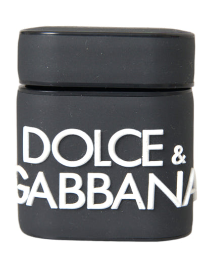 Чорно-білий силіконовий чохол Airpods з тисненим логотипом Dolce &amp; Gabbana