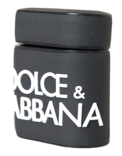 Чорно-білий силіконовий чохол Airpods з тисненим логотипом Dolce &amp; Gabbana