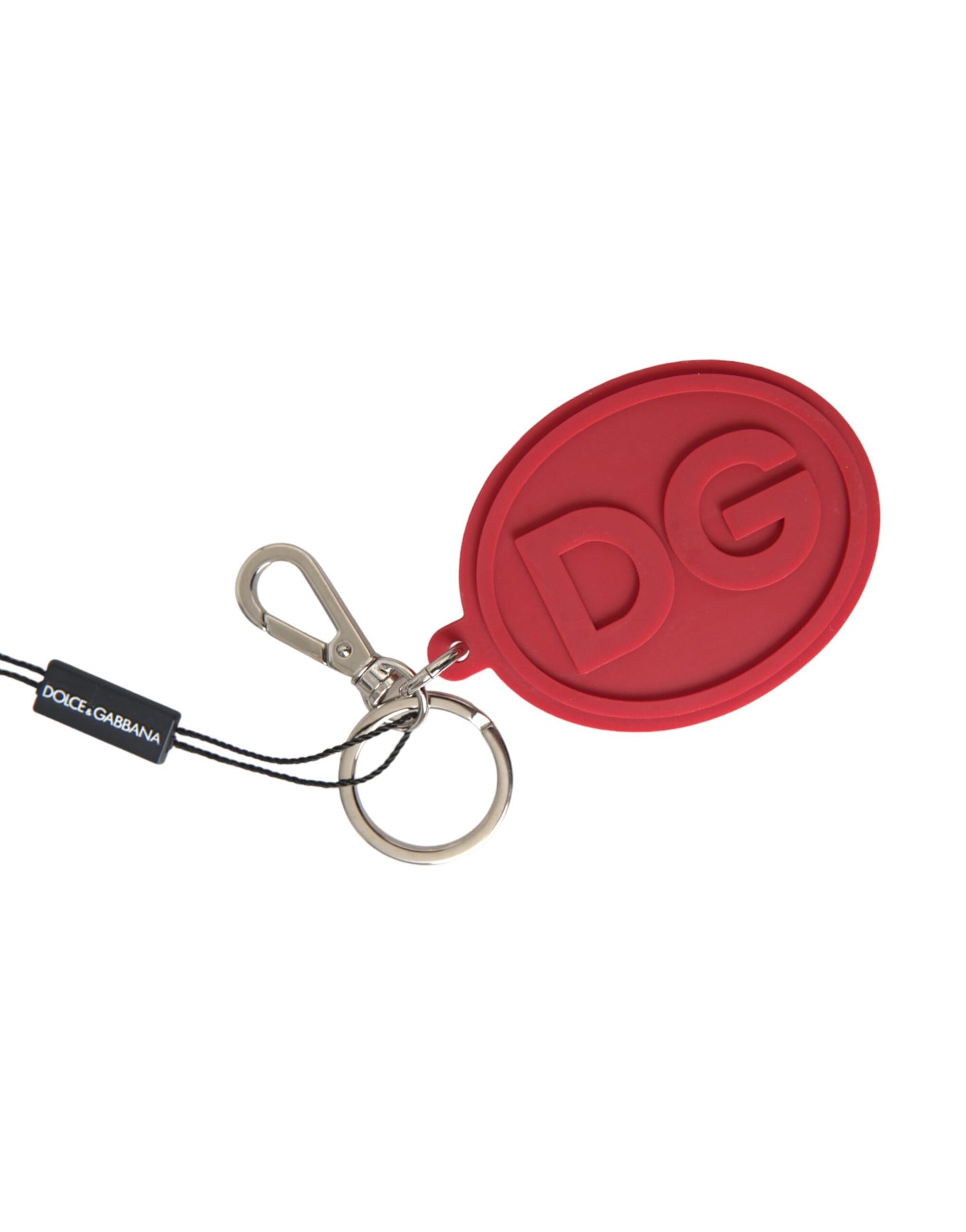 Брелок Dolce &amp; Gabbana Red Rubber DG зі срібним латунним металевим брелоком