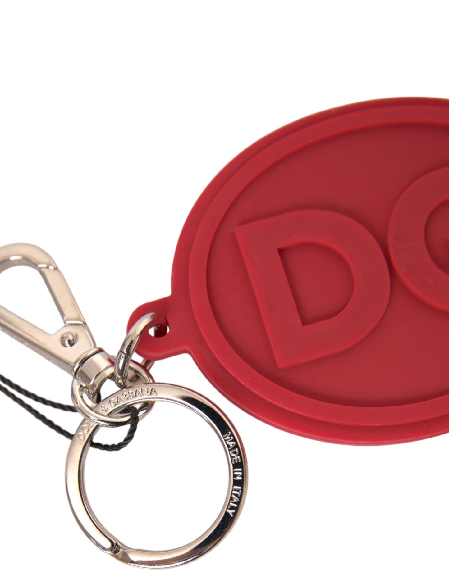Брелок Dolce &amp; Gabbana Red Rubber DG зі срібним латунним металевим брелоком