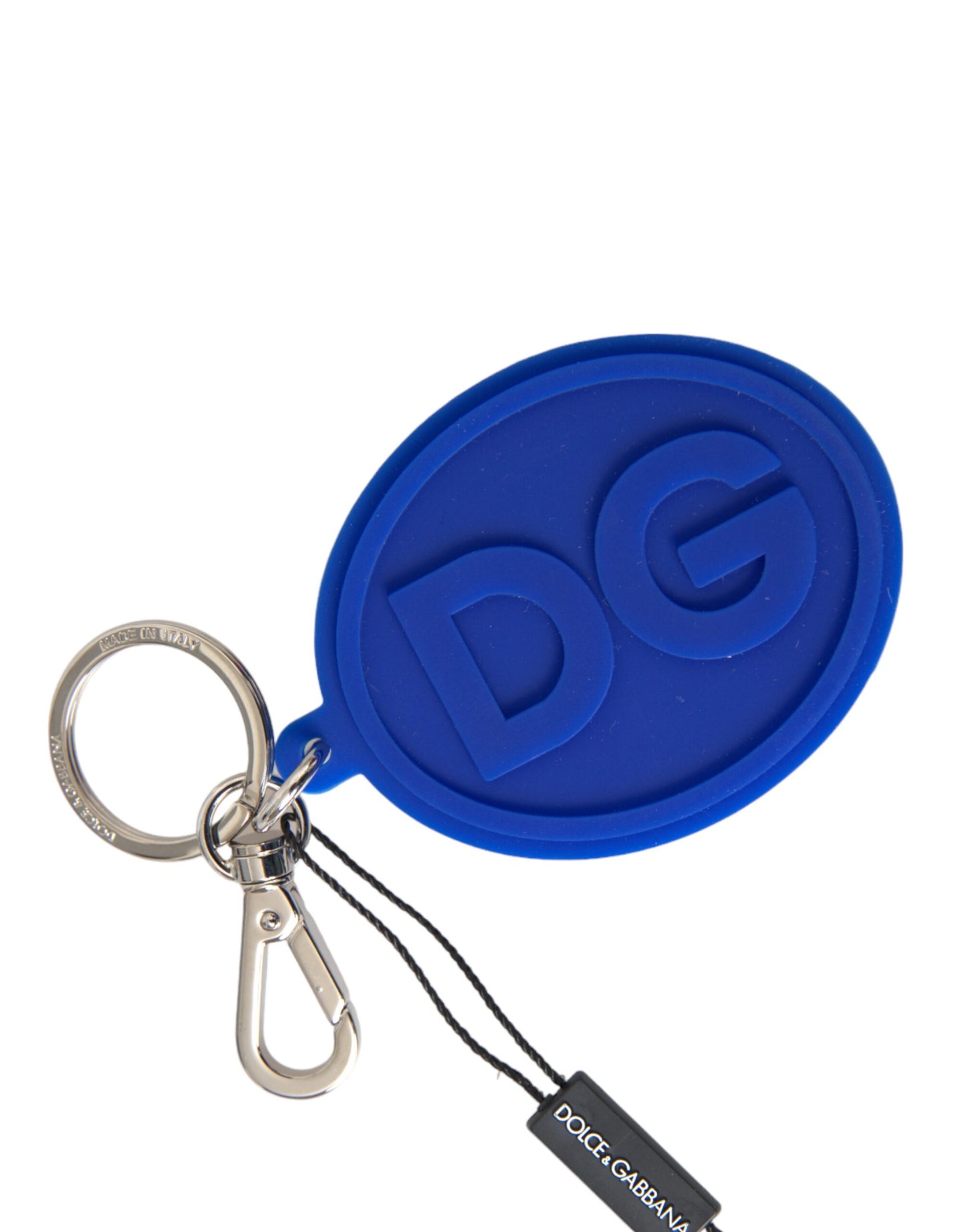 Брелок Dolce &amp; Gabbana Blue Rubber DG зі срібним латунним металевим брелоком