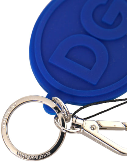 Брелок Dolce &amp; Gabbana Blue Rubber DG зі срібним латунним металевим брелоком