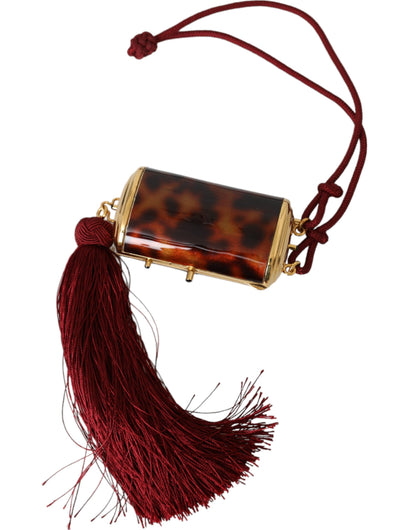 Сумка-тримач для макіяжу Dolce &amp; Gabbana Brown Leopard Mini Mirror Tassel