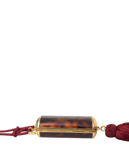 Сумка-тримач для макіяжу Dolce &amp; Gabbana Brown Leopard Mini Mirror Tassel
