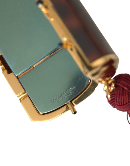 Сумка-тримач для макіяжу Dolce &amp; Gabbana Brown Leopard Mini Mirror Tassel