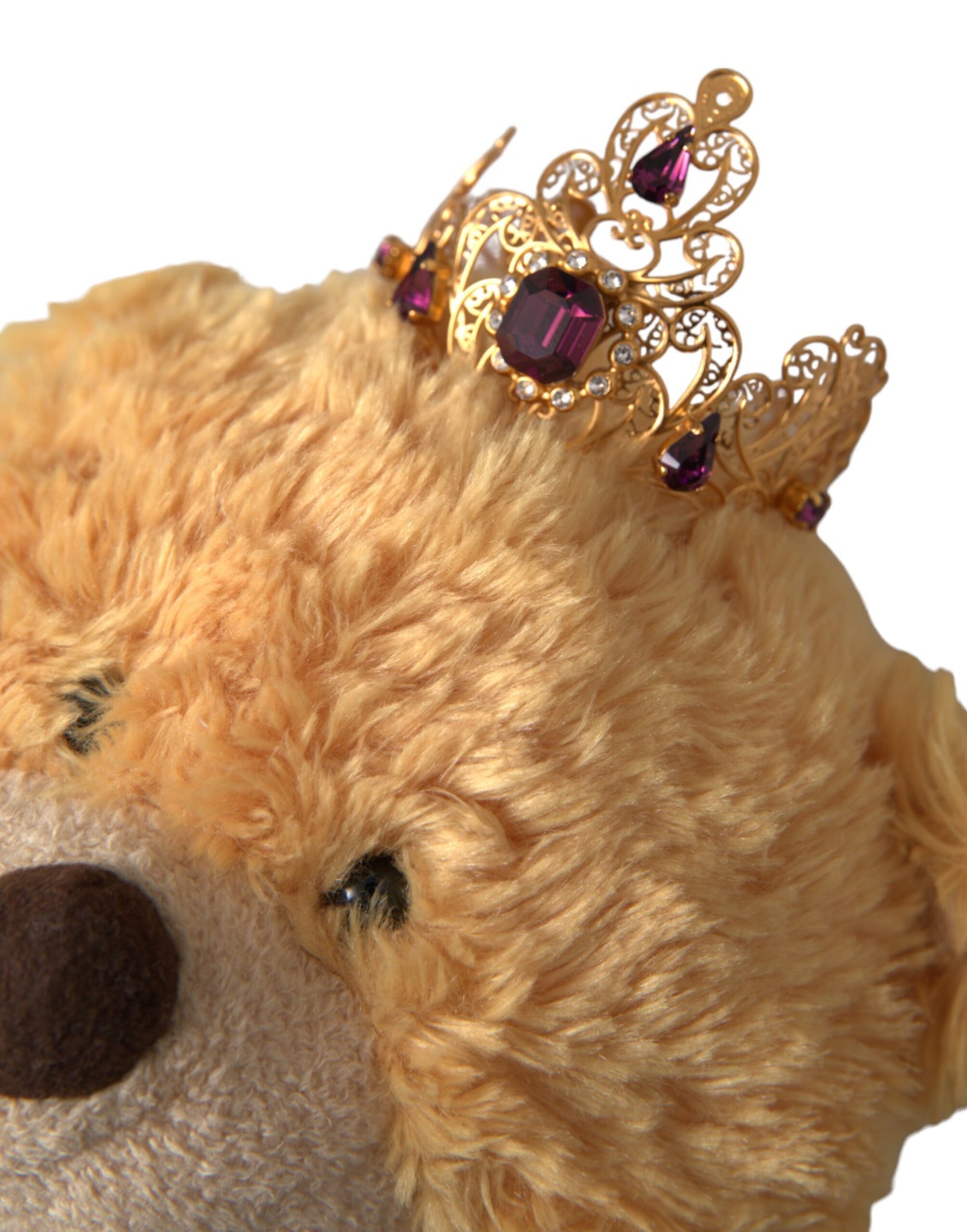 Коричневий плюшевий ведмедик Dolce &amp; Gabbana із золотою кришталевою короною та діадемою
