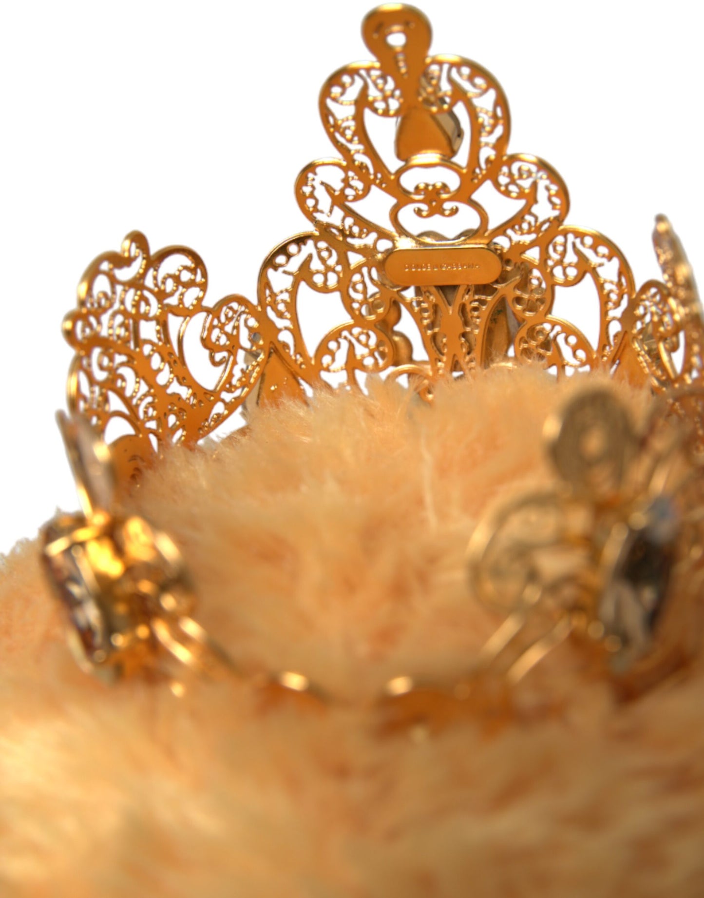 Коричневий плюшевий ведмедик Dolce &amp; Gabbana із золотою кришталевою короною та діадемою