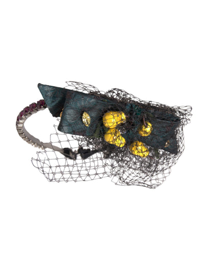Dolce &amp; Gabbana Black Lemons Sicily Purple Crystal Net Diadem