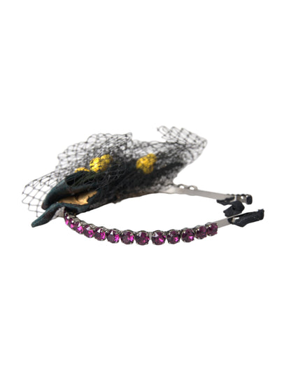 Dolce &amp; Gabbana Black Lemons Sicily Purple Crystal Net Diadem