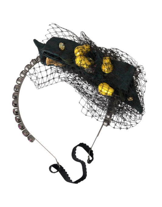 Dolce &amp; Gabbana Black Lemons Sicily Purple Crystal Net Diadem