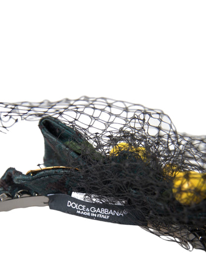 Dolce &amp; Gabbana Black Lemons Sicily Purple Crystal Net Diadem