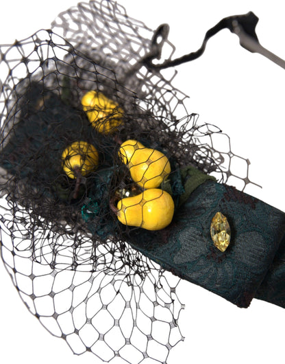 Dolce &amp; Gabbana Black Lemons Sicily Purple Crystal Net Diadem
