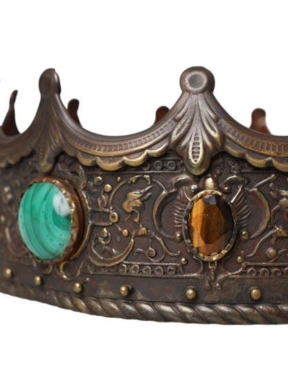 Капелюх із діадемою Dolce &amp; Gabbana Bronze Brass Multicolor Crystal Crown