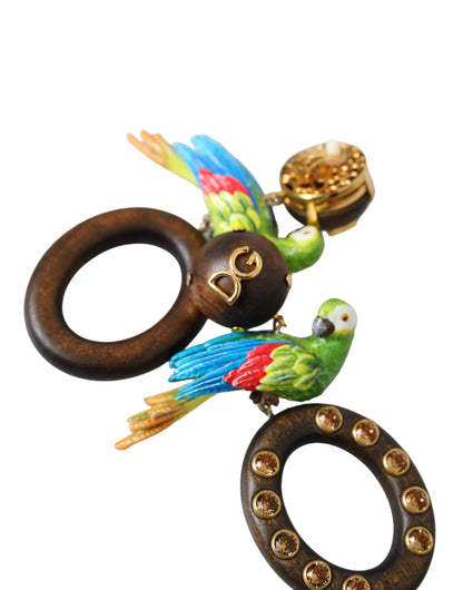 Багатобарвні сережки Dolce &amp; Gabbana Parrot Wood Brass Crystal
