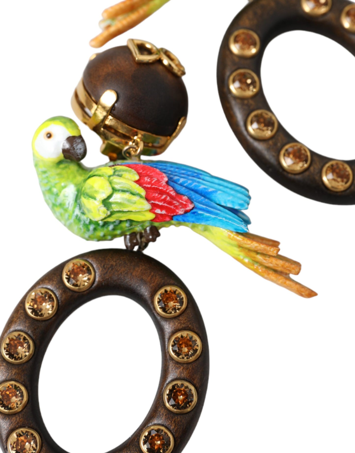 Багатобарвні сережки Dolce &amp; Gabbana Parrot Wood Brass Crystal