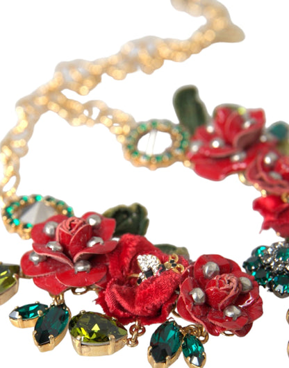 Намисто Dolce &amp; Gabbana із золотим латунним ланкою з ланцюгом із троянди та кришталем