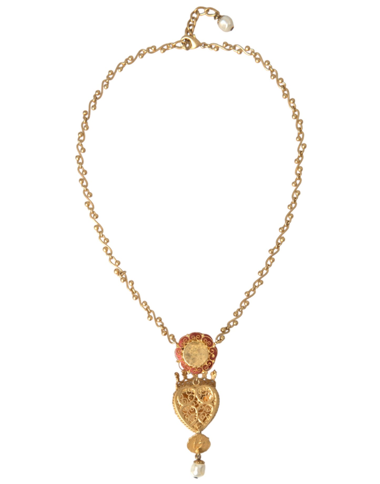 Намисто Dolce &amp; Gabbana Gold BrassChain Sacred Heart Rose Crystal Charm
