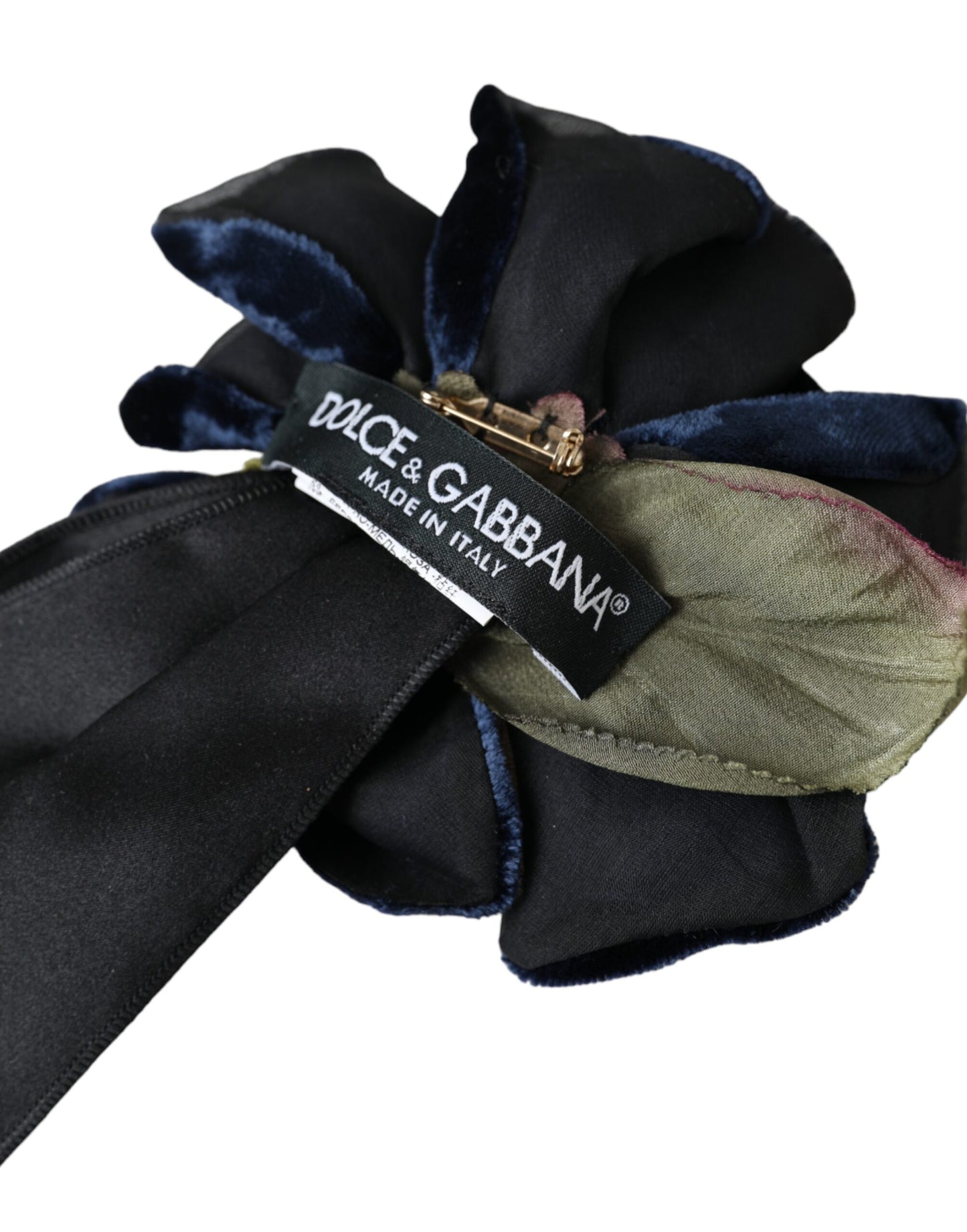 Брошка Dolce &amp; Gabbana із чорного шовку, золота, латуні та квіткової шпильки