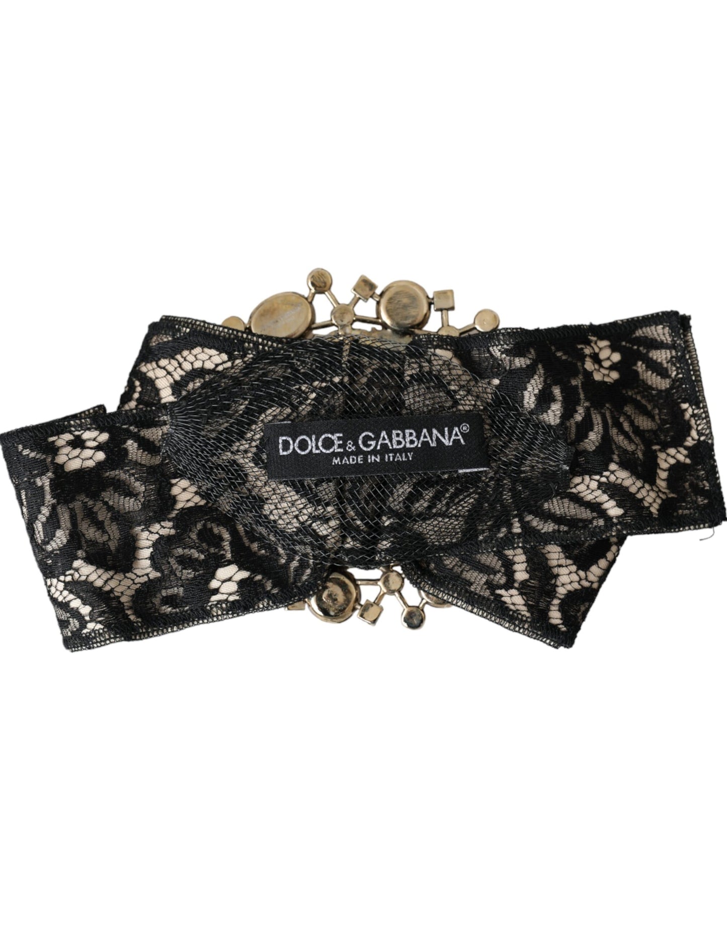 Брошка Dolce &amp; Gabbana із чорним мереживом і кришталем, шпилька для волосся ручної роботи