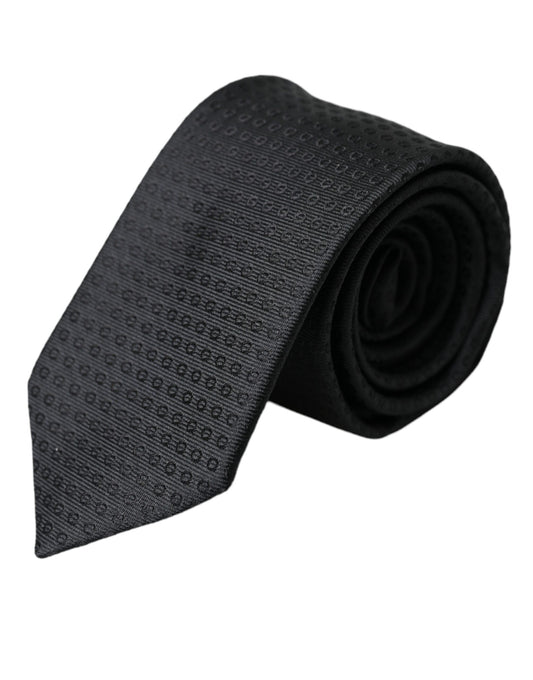 Бавовняна регульована чоловіча краватка Dolce &amp; Gabbana Black STAFF з малюнком