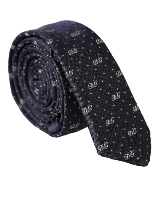 Dolce &amp; Gabbana Blue DG Logo 100% шовкова регульована краватка