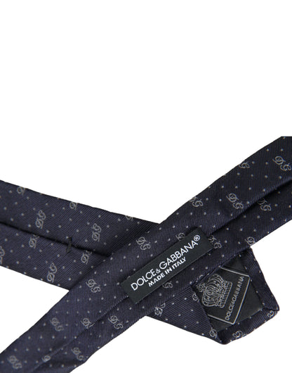 Dolce &amp; Gabbana Blue DG Logo 100% шовкова регульована краватка