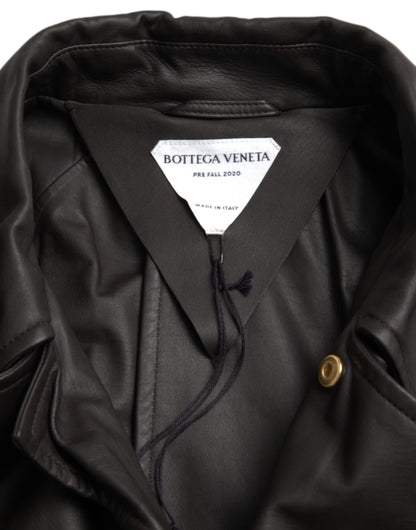 Чорна матова водонепроникна шкіряна куртка Bottega Veneta