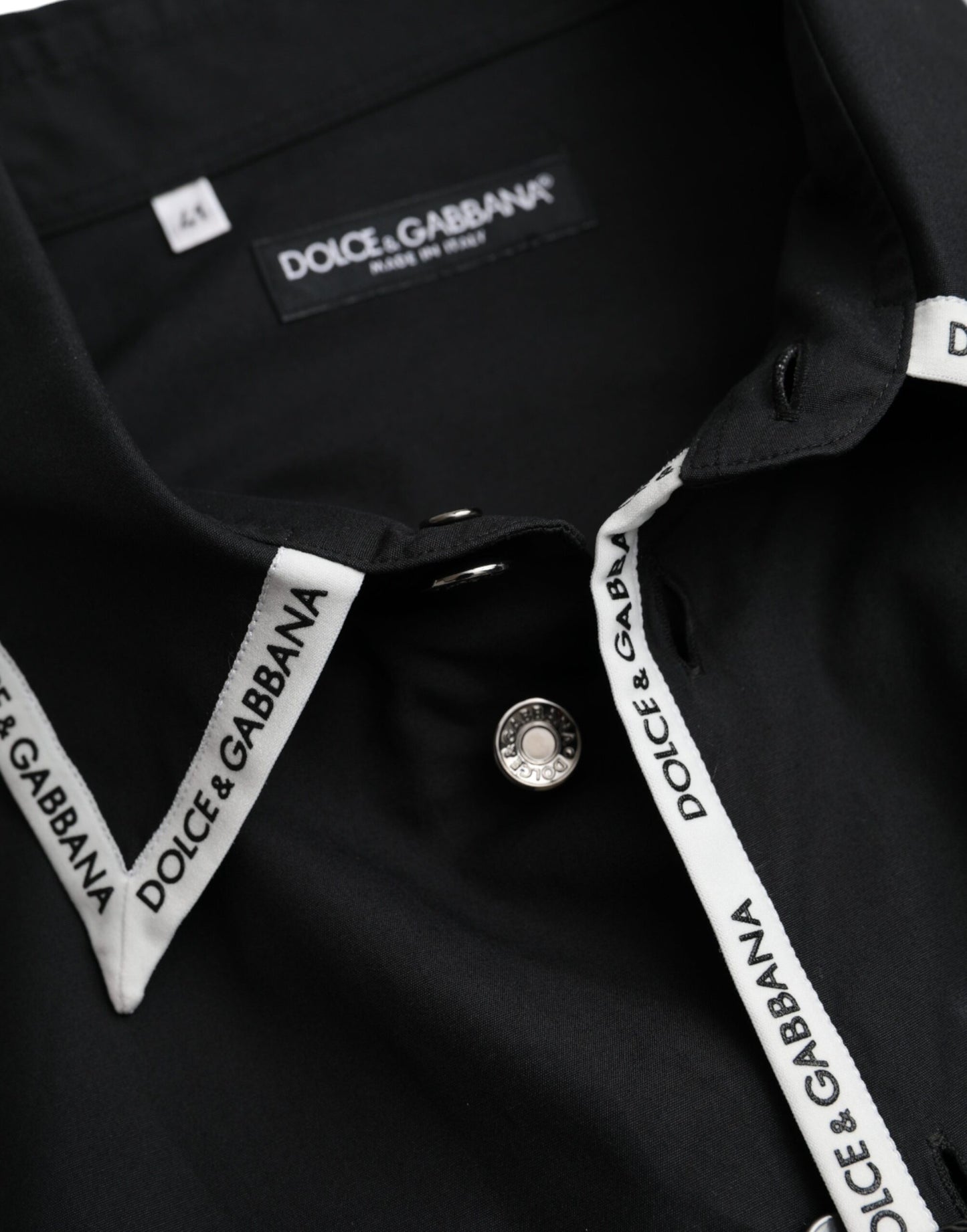 Чорна бавовняна повсякденна сорочка з довгим рукавом Dolce &amp; Gabbana