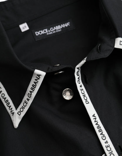 Чорна бавовняна повсякденна сорочка з довгим рукавом Dolce &amp; Gabbana