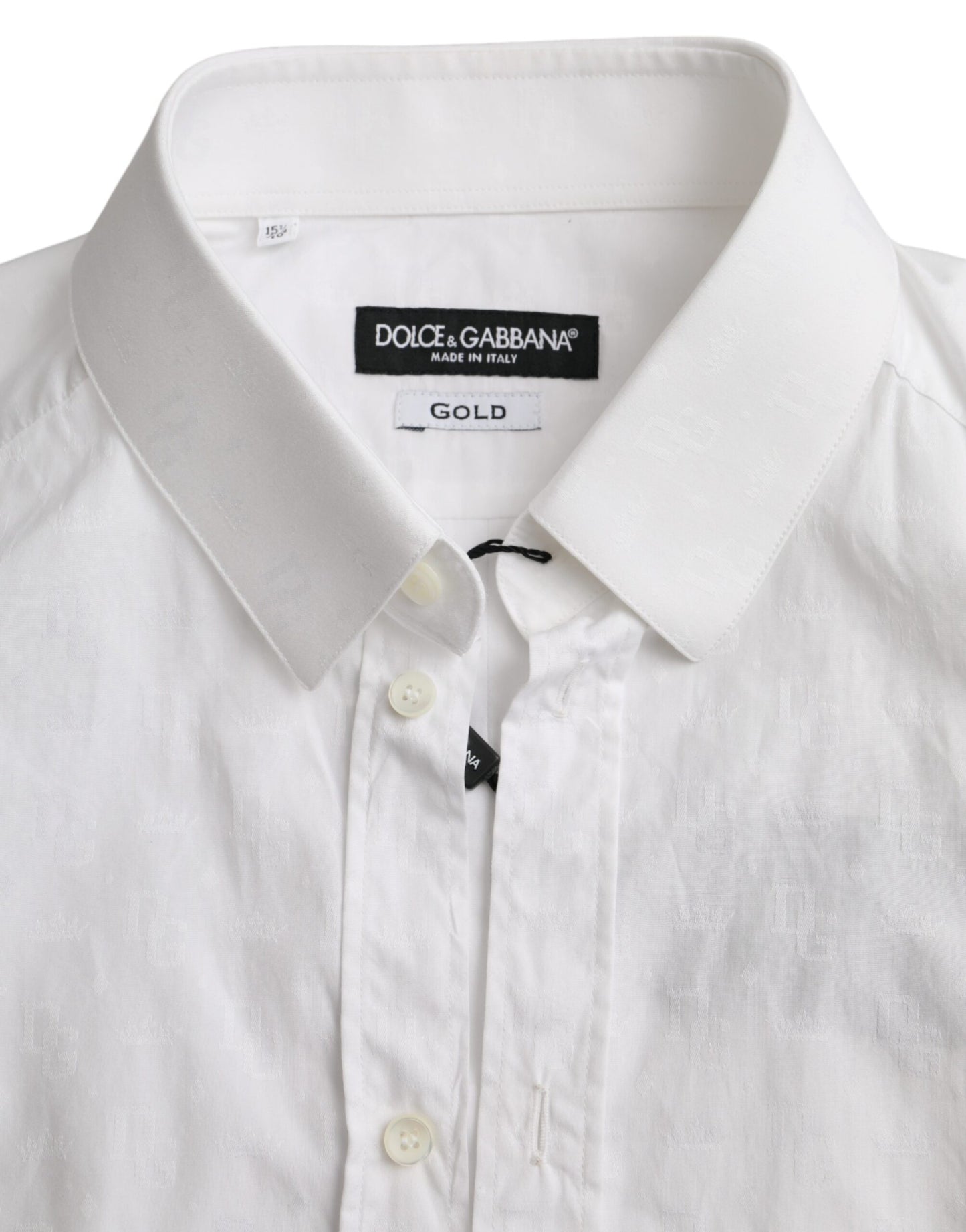 Dolce &amp; Gabbana Біла бавовняна сукня з довгим рукавом ЗОЛОТА Сорочка