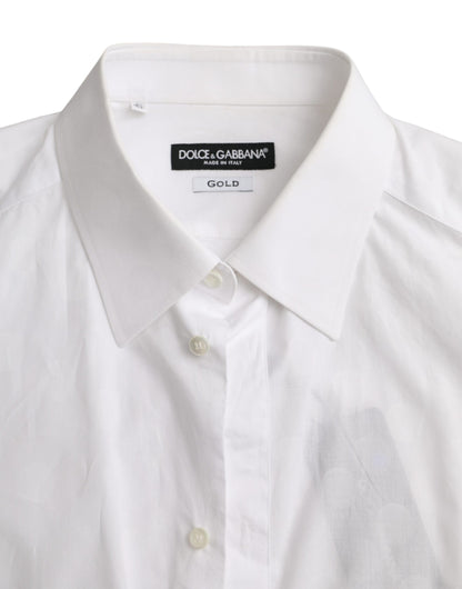 Dolce &amp; Gabbana Біла бавовняна сукня в горошок ЗОЛОТА Сорочка