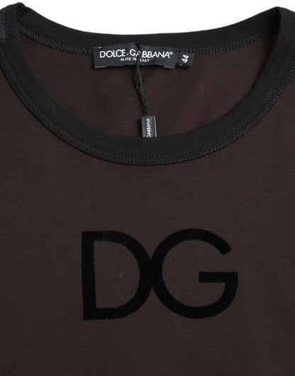 Коричневий пуловер із круглим вирізом і логотипом Dolce &amp; Gabbana DG