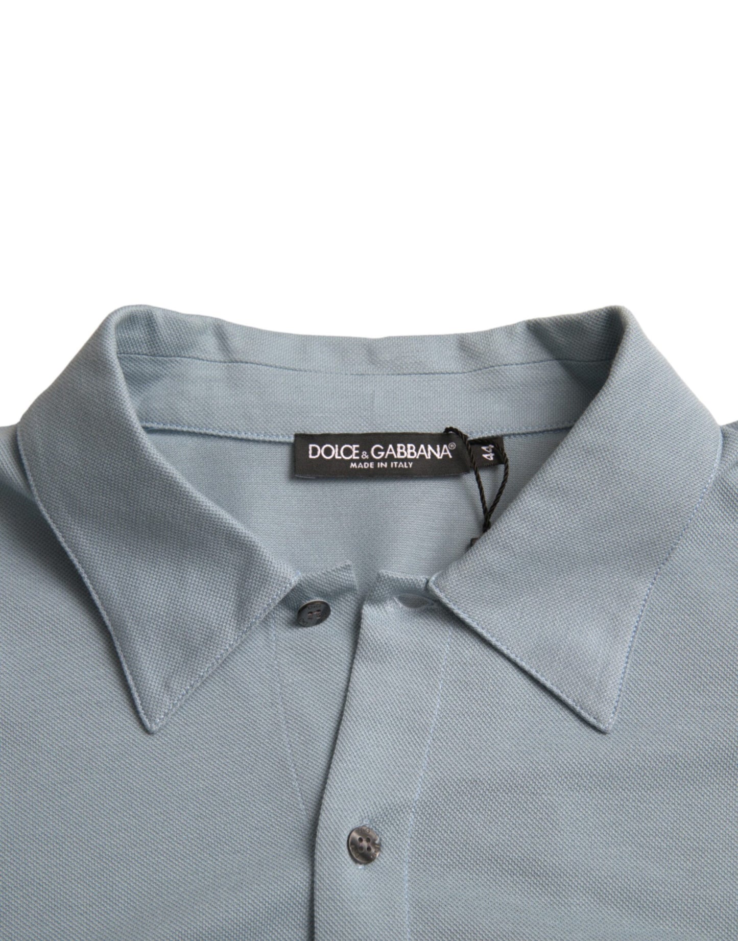 Бавовняна футболка-поло Dolce &amp; Gabbana Light Blue з логотипом і коміром