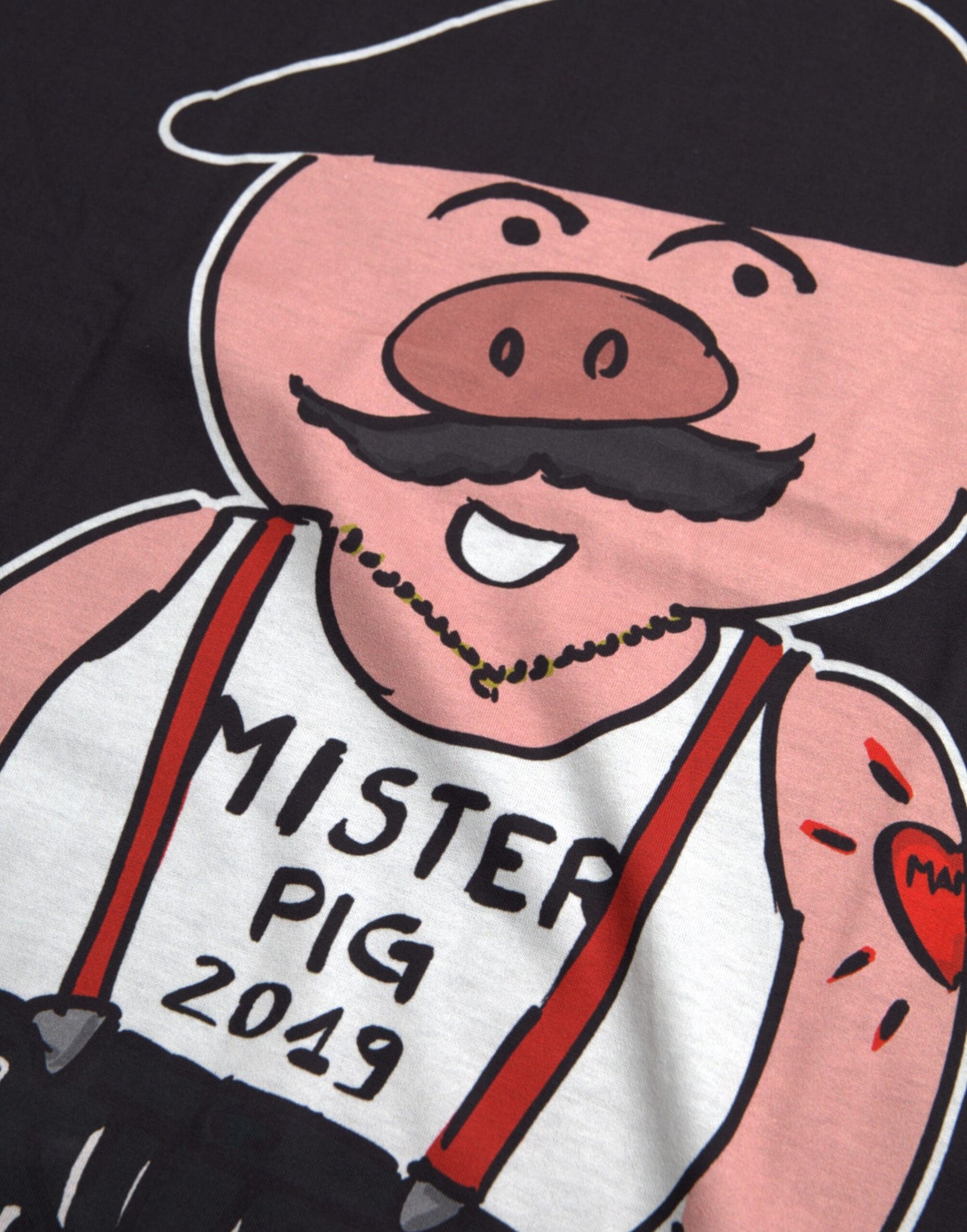 Футболка Dolce &amp; Gabbana Black Cotton 2019 Year of the Pig