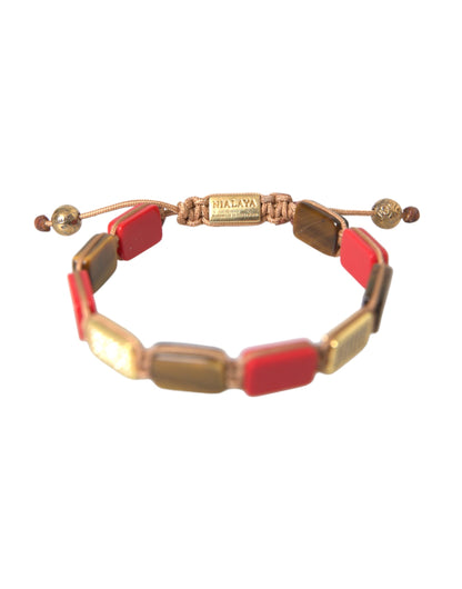 Срібний чоловічий браслет Nialaya CZ Tiger Eye Red Coral 925