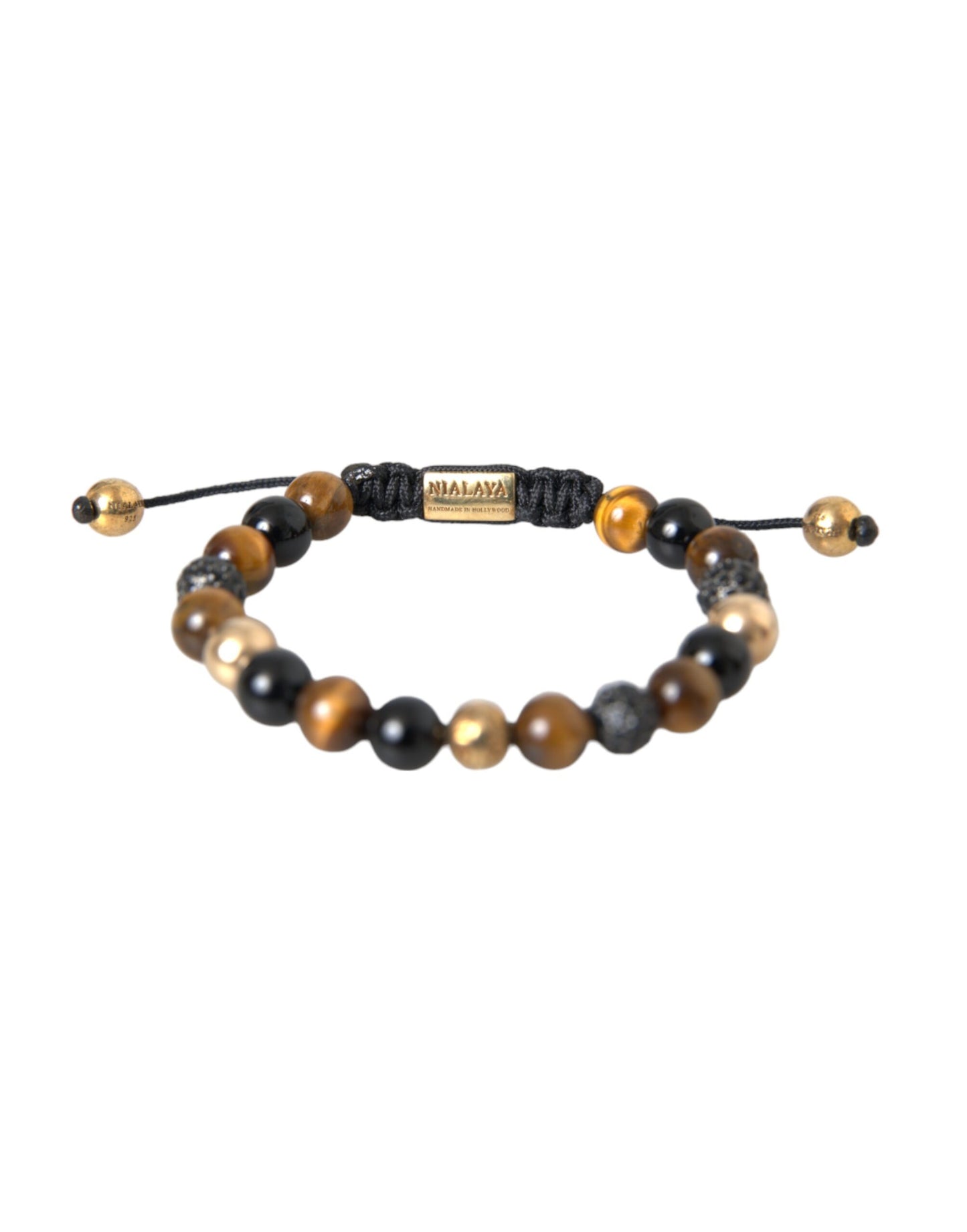 Чоловічий браслет Nialaya CZ Ball Tiger Eye Stone з мідного бісеру