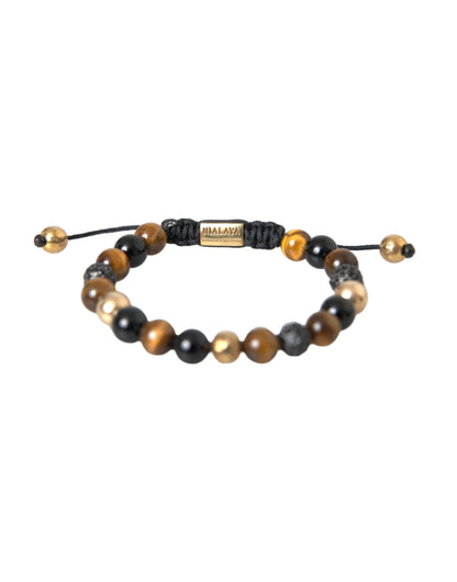 Чоловічий браслет Nialaya CZ Ball Tiger Eye Stone з мідного бісеру