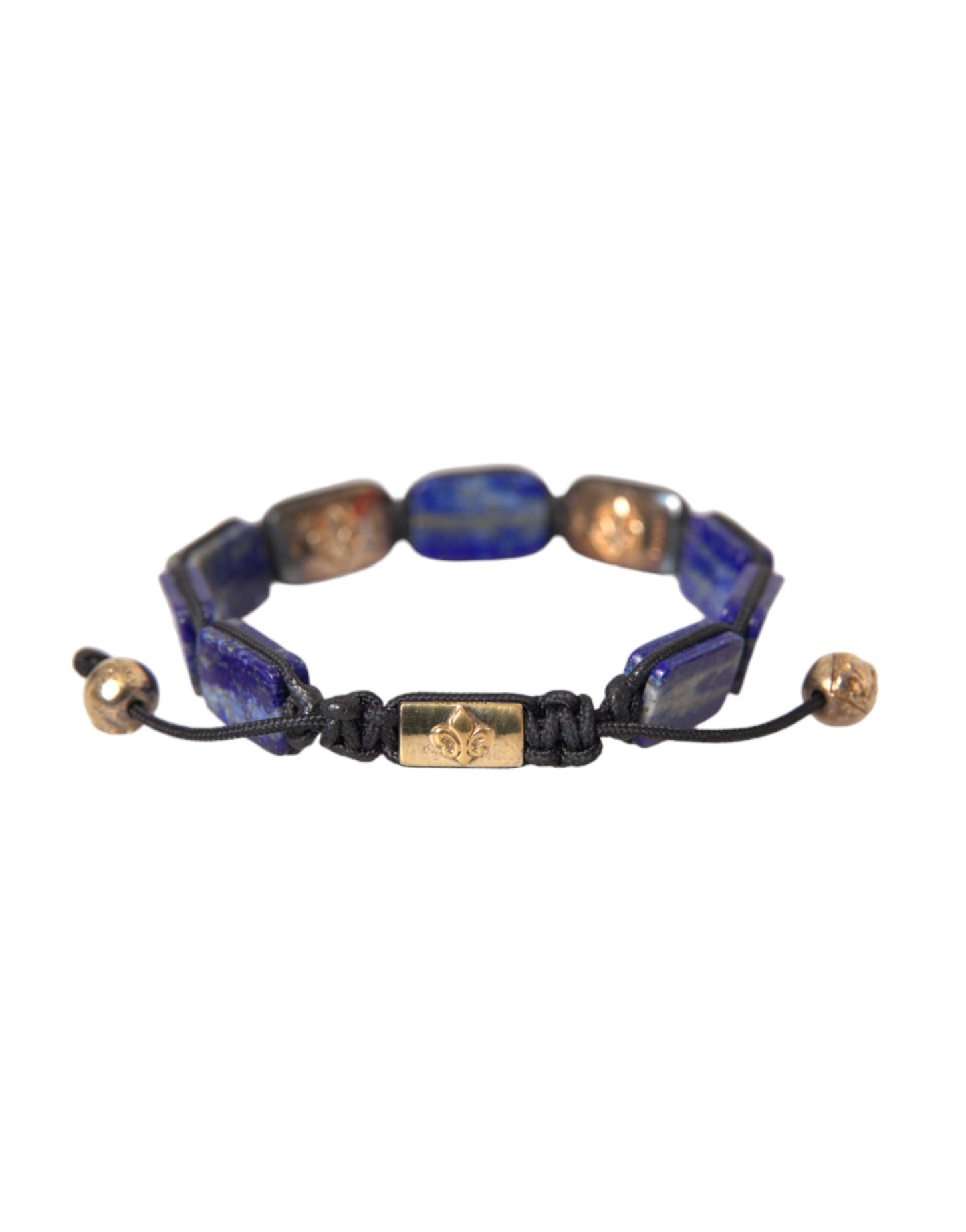 Чоловічий браслет Nialaya Flat Bead Blue Lapis White CZ 925