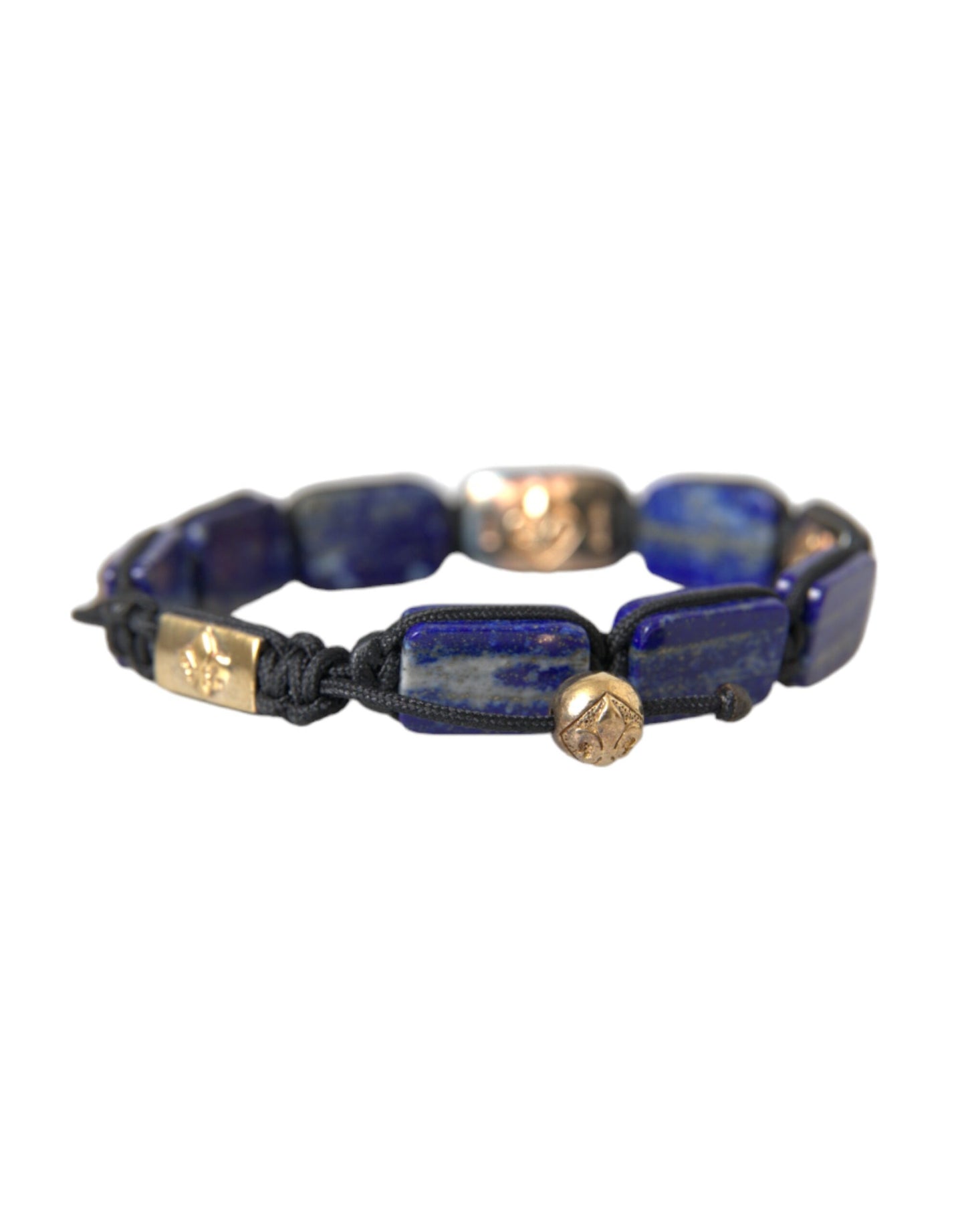 Чоловічий браслет Nialaya Flat Bead Blue Lapis White CZ 925
