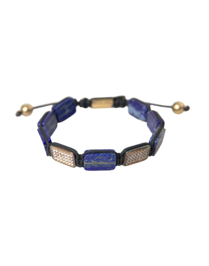 Чоловічий браслет Nialaya Flat Bead Blue Lapis White CZ 925