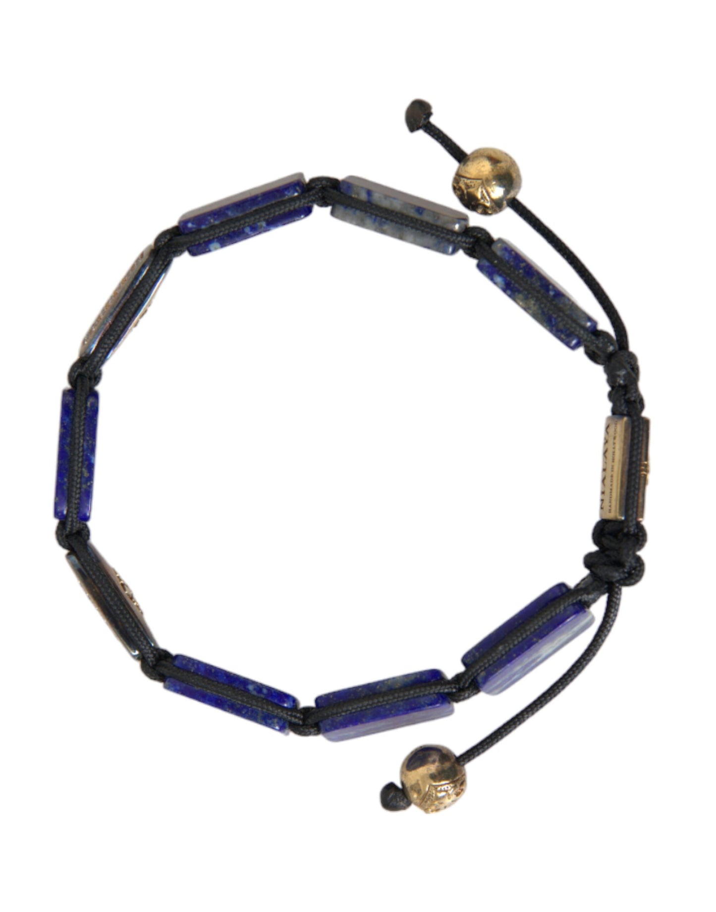 Чоловічий браслет Nialaya Flat Bead Blue Lapis White CZ 925