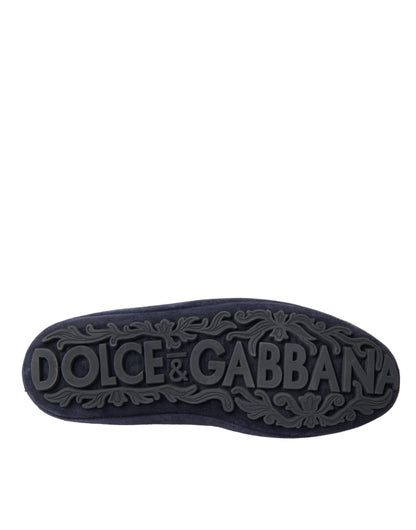 Сині шкіряні замшеві лофери Dolce &amp; Gabbana Crystal Crown