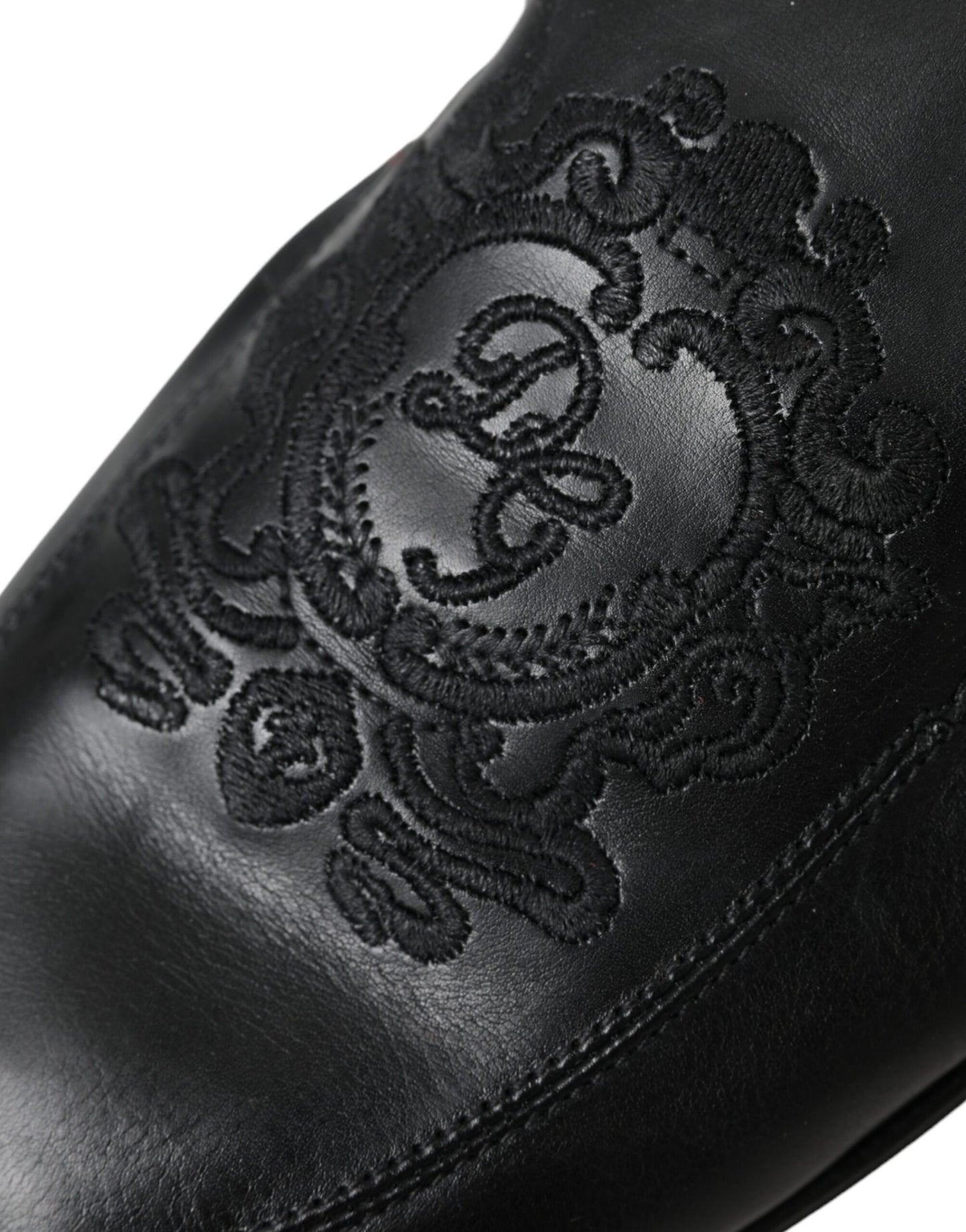 Чоловічі шкіряні лофери Dolce &amp; Gabbana з чорним логотипом і вишивкою