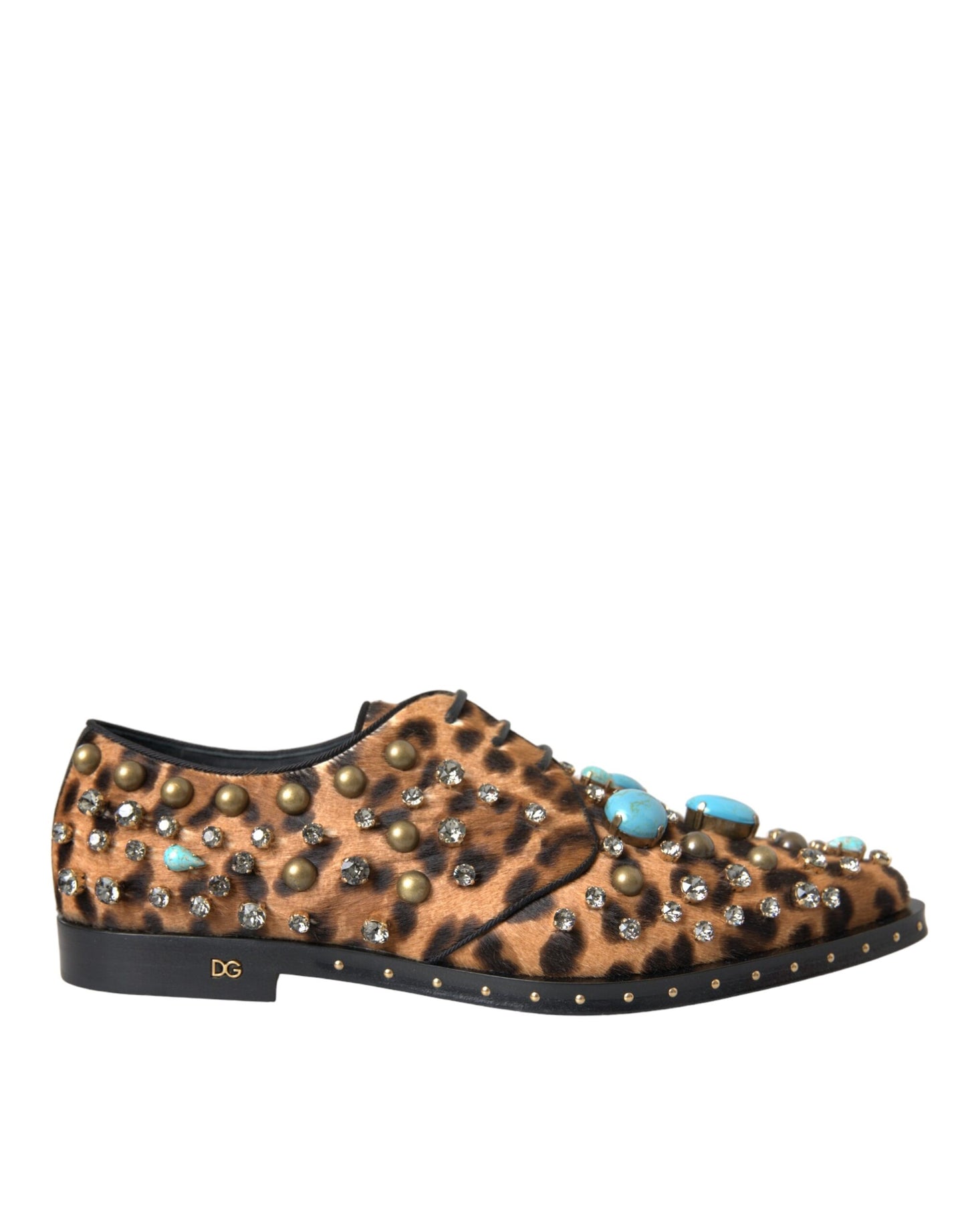 Коричневе плаття Dolce &amp; Gabbana з леопардовим волоссям і кришталями, туфлі Broque