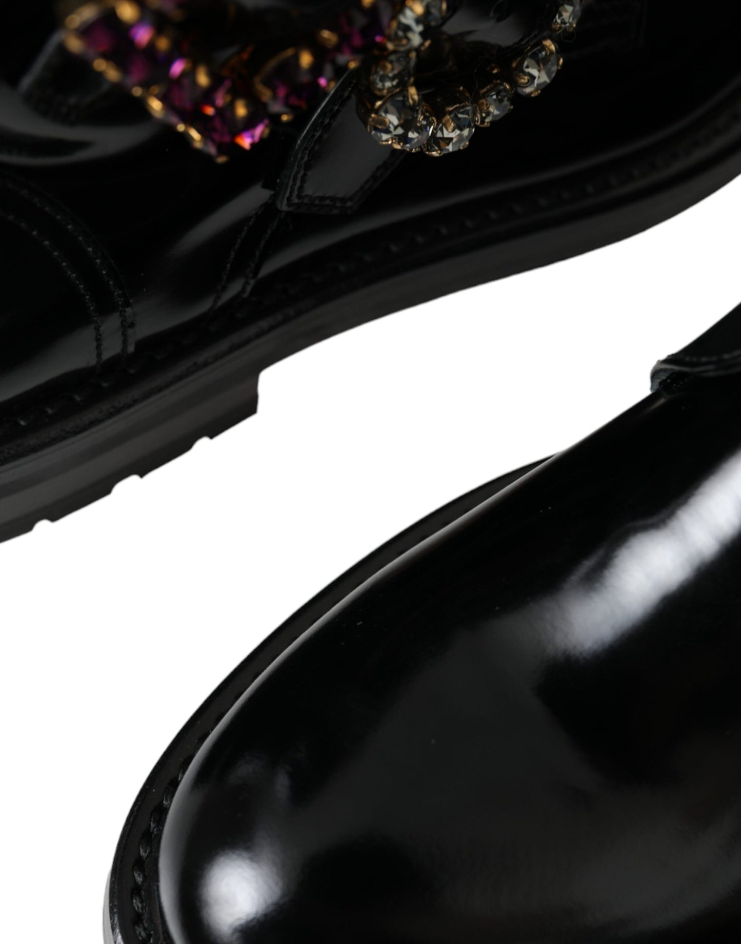 Чорні шкіряні черевики Dolce &amp; Gabbana з кришталевими пряжками
