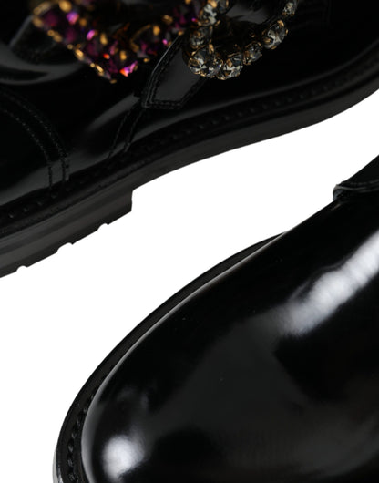 Чорні шкіряні черевики Dolce &amp; Gabbana з кришталевими пряжками
