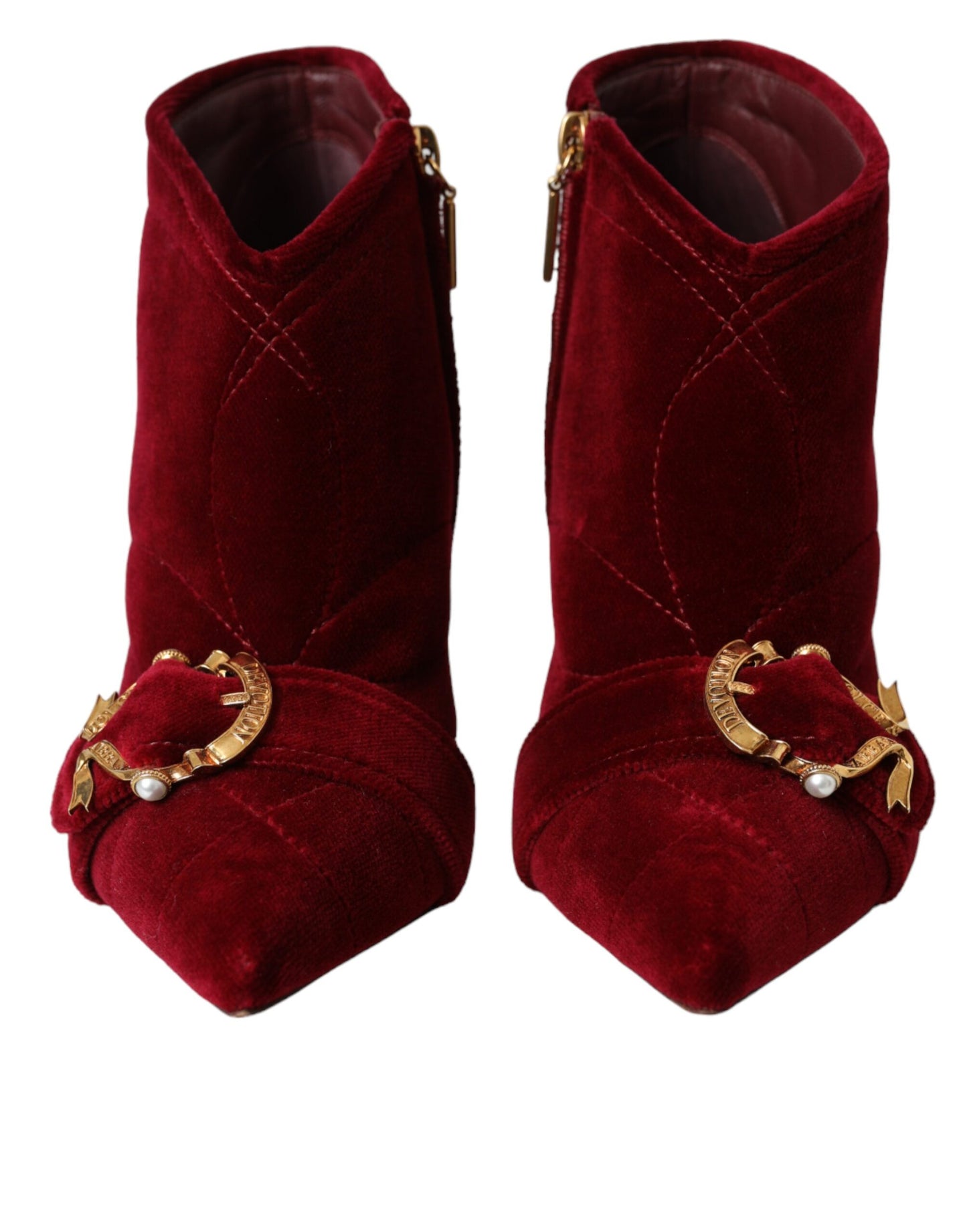 Черевики Dolce &amp; Gabbana Dark Red Velvet Devotion Buckle Boots