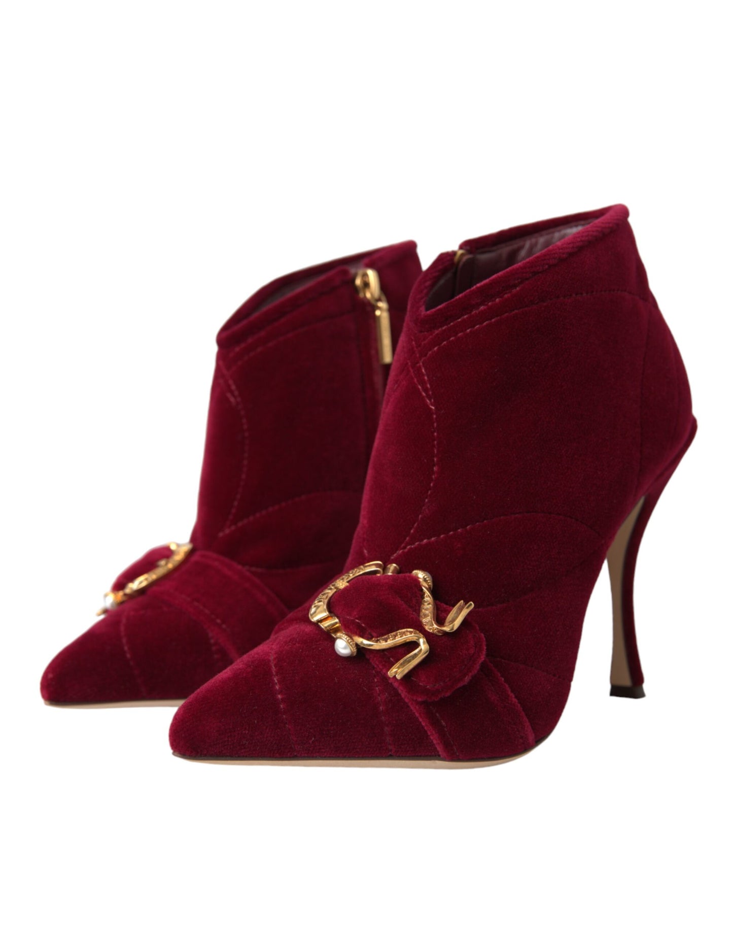 Черевики Dolce &amp; Gabbana Dark Red Velvet Devotion Buckle Boots