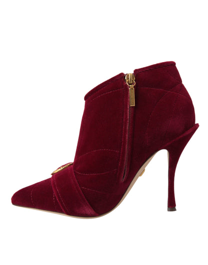 Черевики Dolce &amp; Gabbana Dark Red Velvet Devotion Buckle Boots